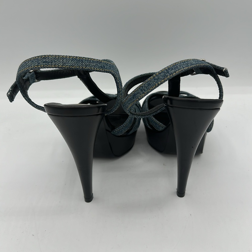 Yves Saint Laurent YSL Tribute 105 Sandal Blue Denim Pearl Size 36 EU / 6 US New - Picture 4 of 9